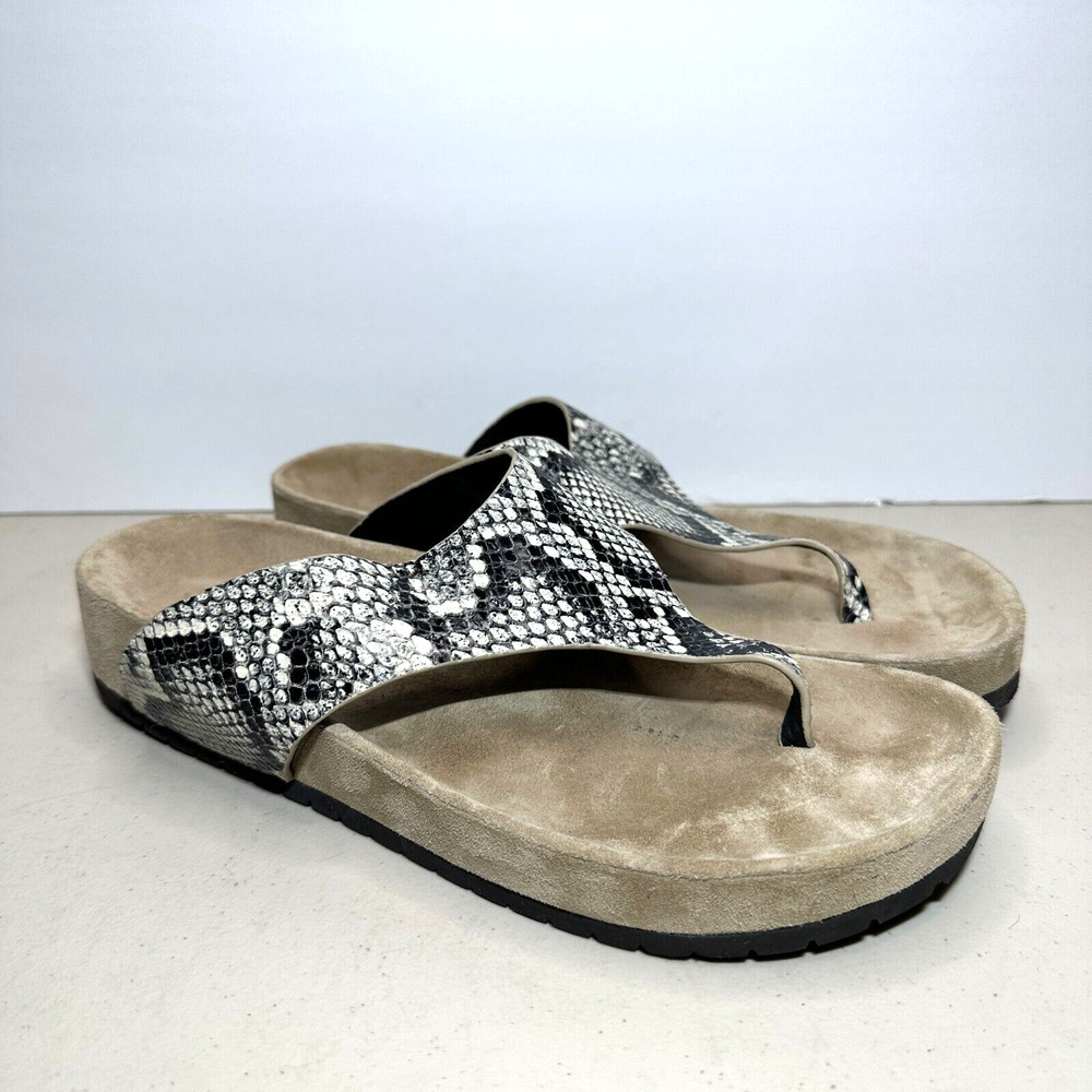 Vince Padma Leather Platform Sandals Gray Slip-On Open Toe Snakeskin Women's 9M